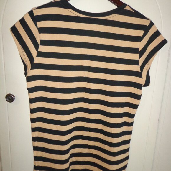 NWOT Universal Thread Striped T-Shirt M Cap Sleeves Black/Tan - Picture 2 of 12